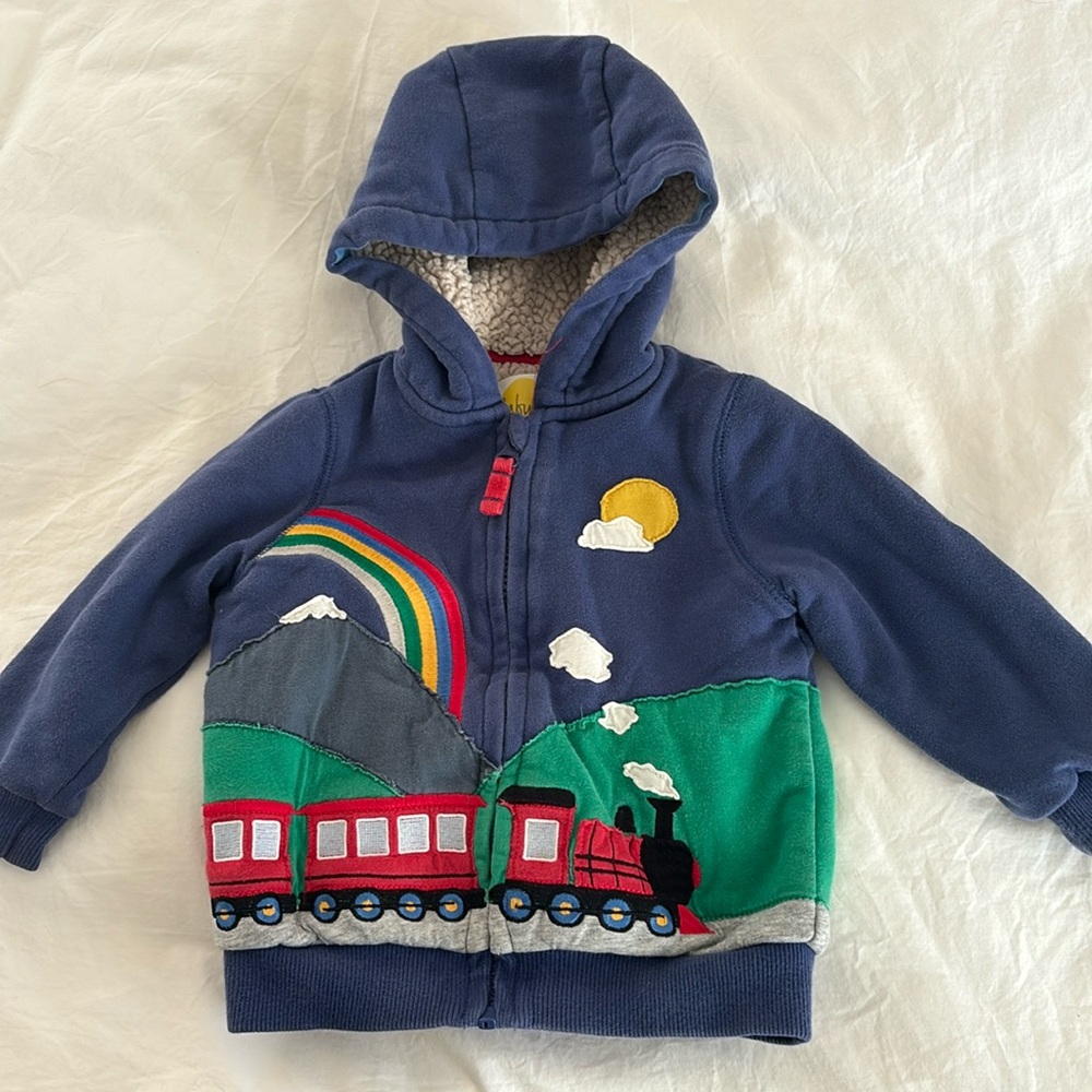 COPY - Mini Boden (12-18 month), Blue Train Fleece Hoodie